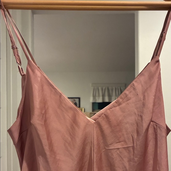 Free people intimately smoke and mirrors drap maxi mauve satin slip dress LG - Picture 6 of 12